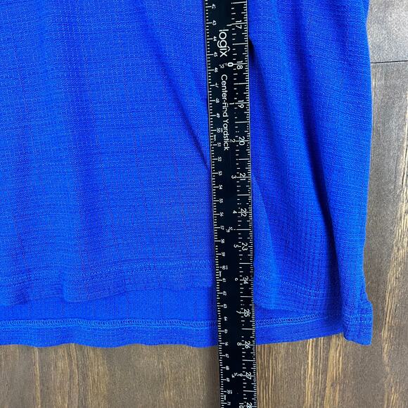 Jhane Barnes Mens Shirt Blue Polo Silk & Spandex Short Sleeve Square Pattern M - Picture 7 of 14